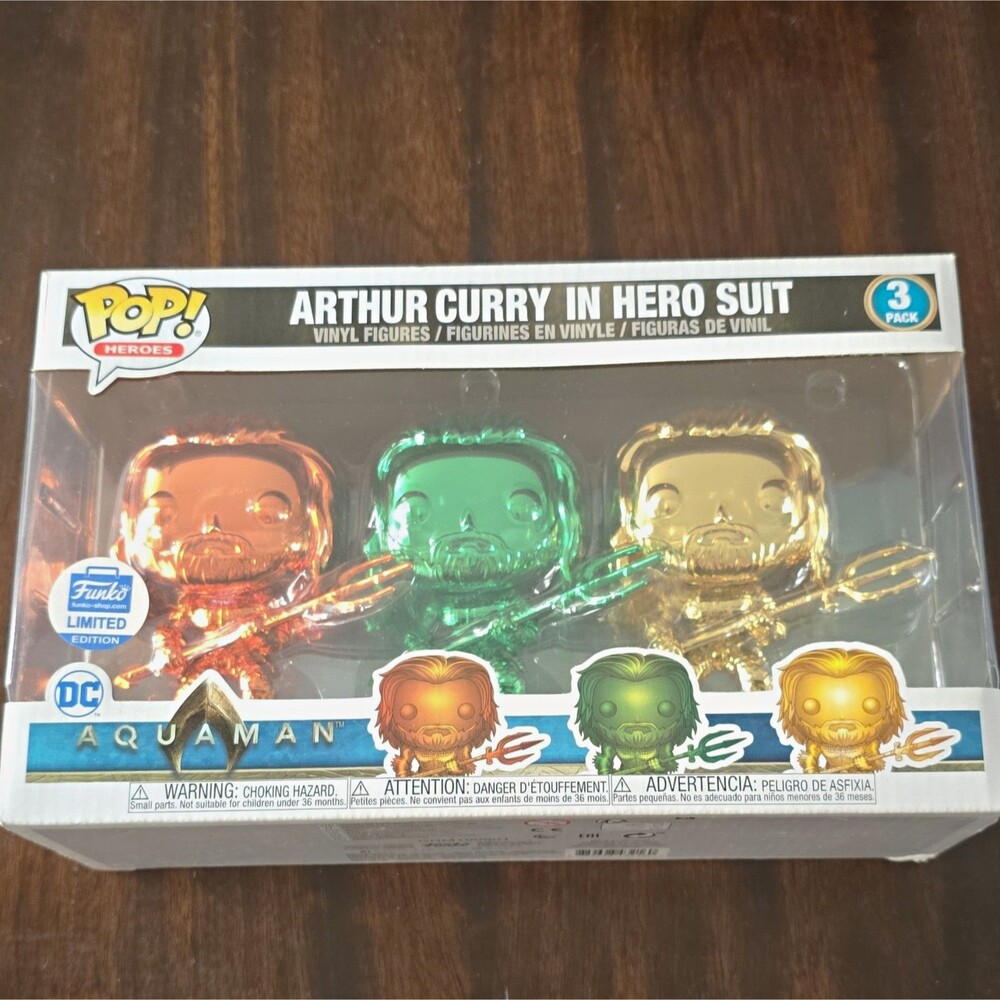 Funko Pop! Heroes Aquaman Arthur Curry Hero Suit 3-Pack Vinyl Figures DRM190801